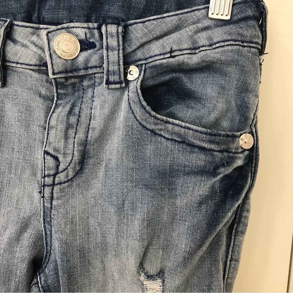 True Religion kids light wash blue distressed denim jeans size 10